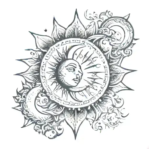 Sun And Moon Merging Together