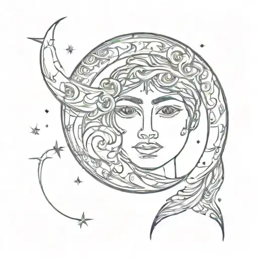 Crescent Moon With Face