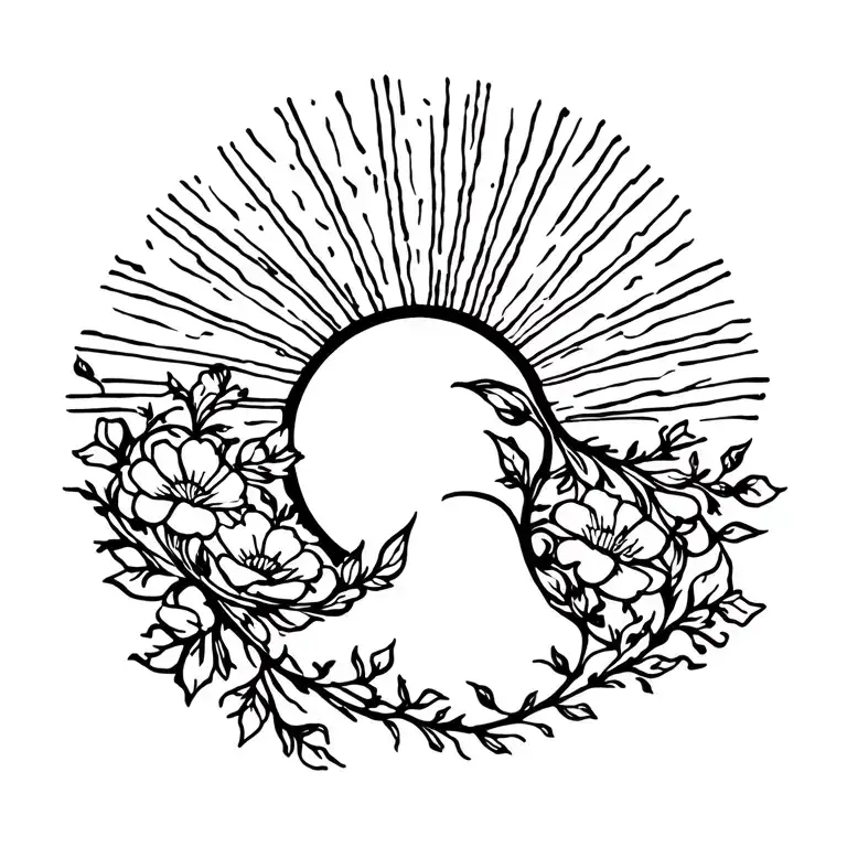 A Sunrise That Starts At The Base Of The Neck And Flows Into The A Flowery Vine