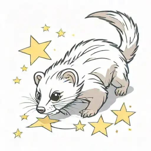 A Long Ferret Is Playing With A Star