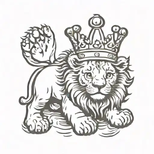Baby Footprint With Lion Wearing A Crown