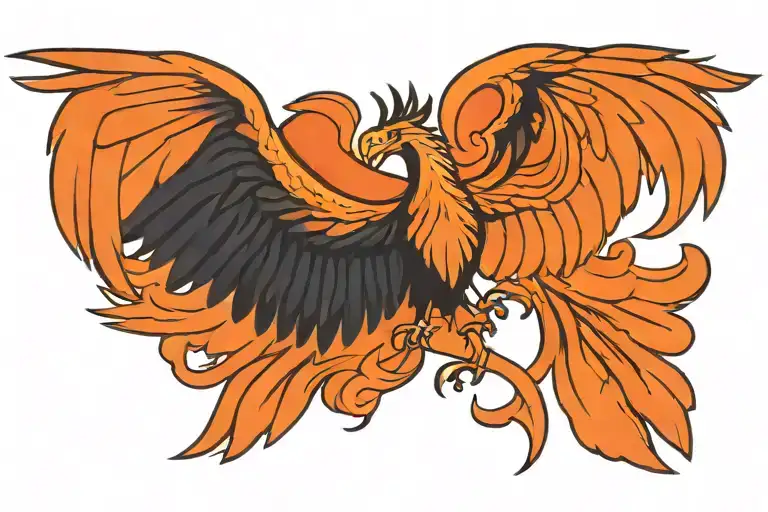 Phoenix With A Christian Cross With Wings Spread Wide