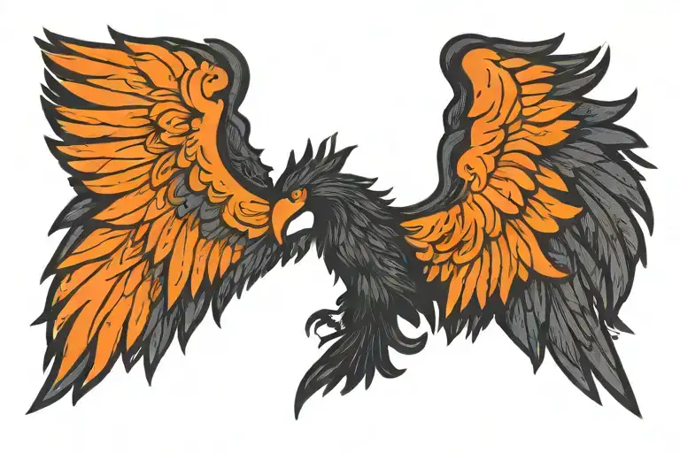 Phoenix With A Christian Cross With Wings Spread Wide