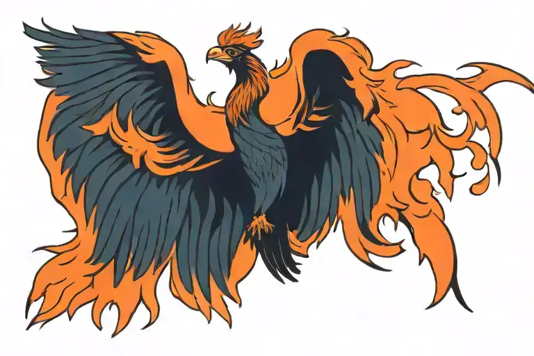 Prideful Burning Phoenix With Wings Spread Wide