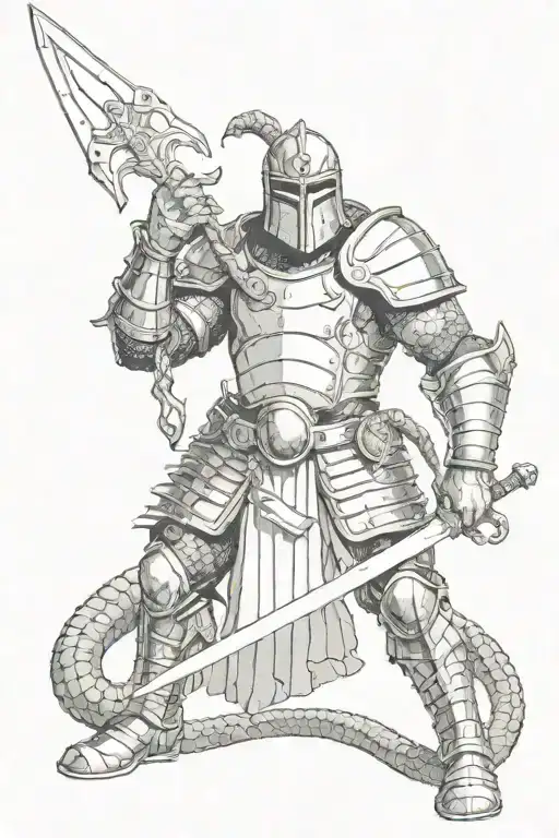 Goliath With Helmet And Snake Armour Holding A Sword