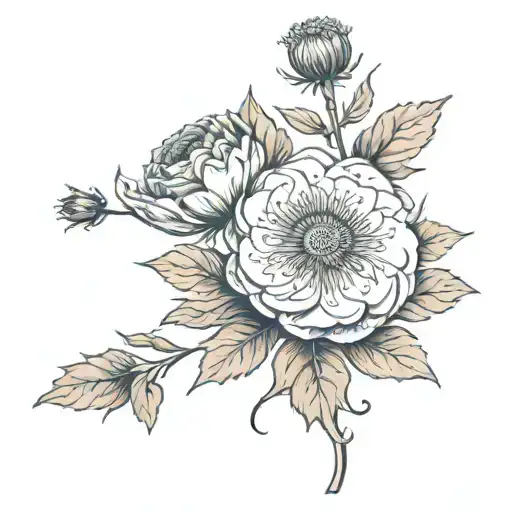 Postage Stamp Tattoo Image Within Stamp To Be A Dandelion And Rose Next To Each Other