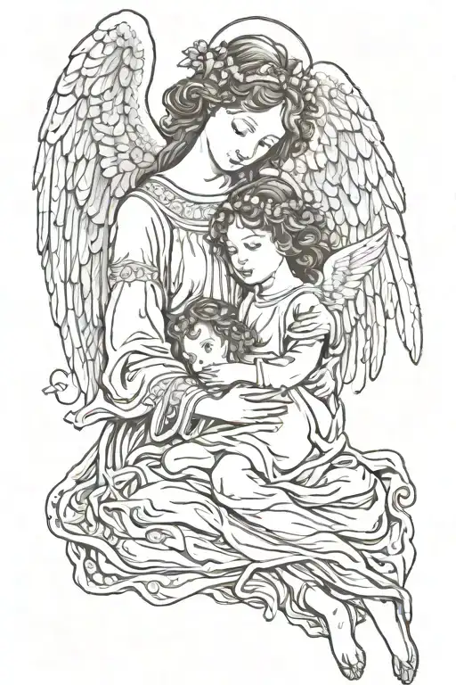 Angel And Girl Holding
