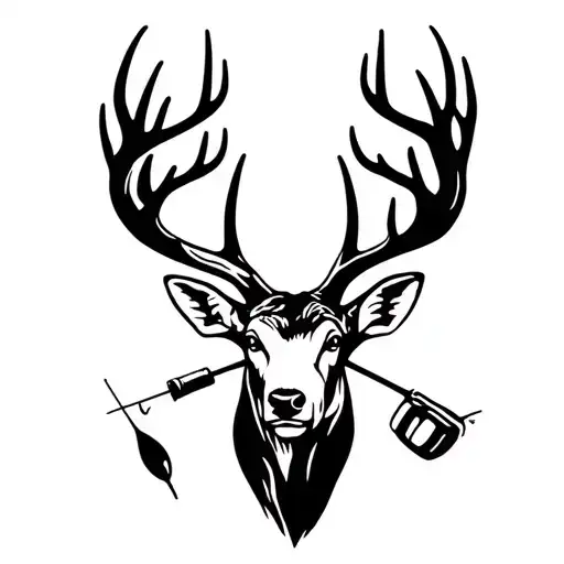 Bucks And Fishing Pole Intertwined