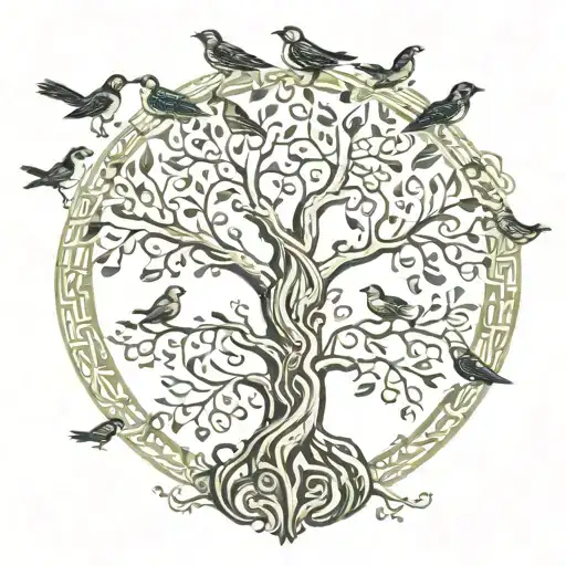 Tree Of Life With Birds Perched