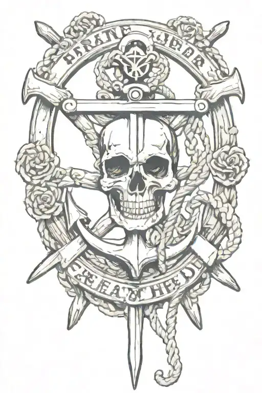 Marine Anchor And Greatful Dead Head