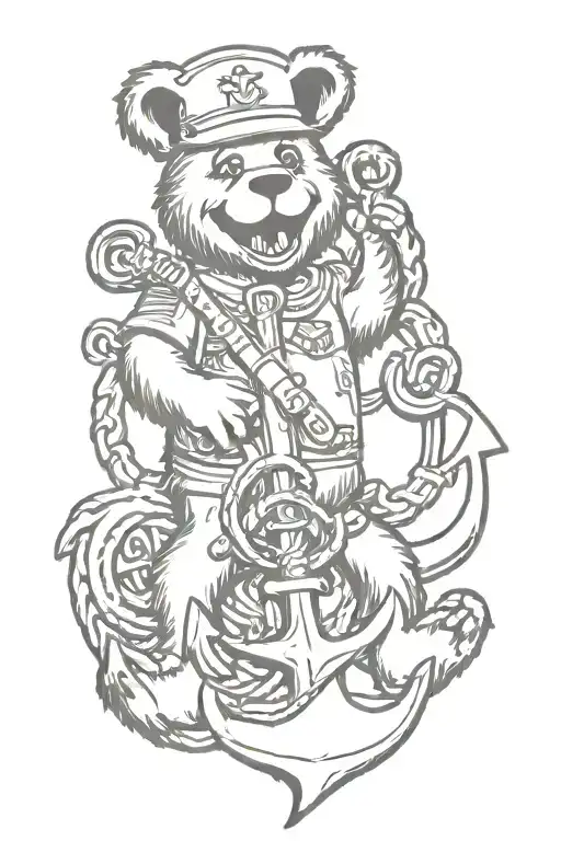 Grateful Dead Dancing Bear With Marine Anchor