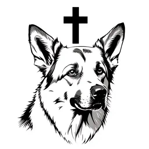 German Shepard With A Cross