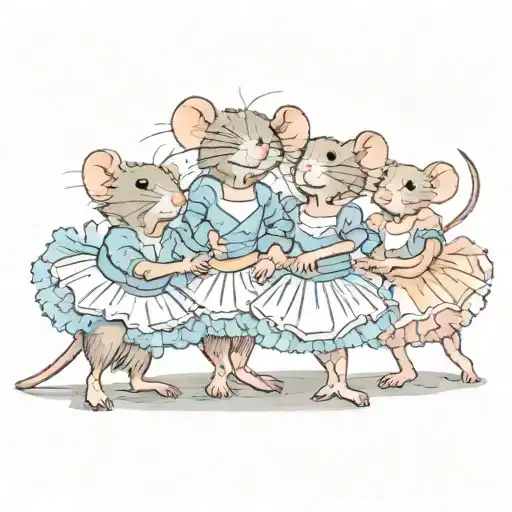 Three Rats Dance In A Circle In Ballet Tutus