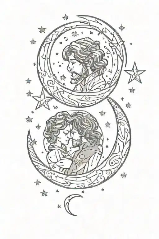 Moon And Stars With Cassian Written In The Stars