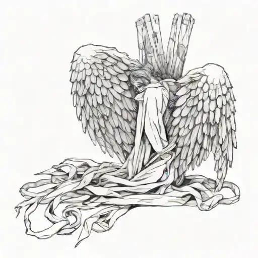 Fallen Angel Wings Tied Together