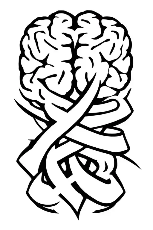 Brain Cancer Grey Ribbon Intertwined