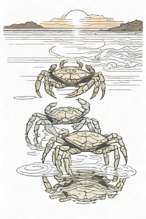 Sunrise With Water And A Crab