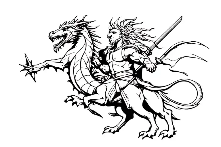 Saint George And The Dragon In Combat