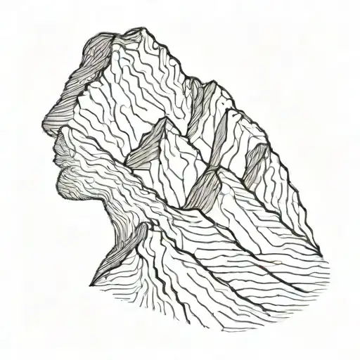 A Minimalist Design Of A Woman's Profile Blending Into The Shape Of A Mountain Range