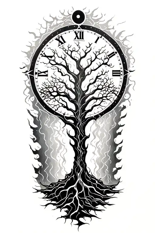 Ygdrasil And Lightining Storm And Time And Nature