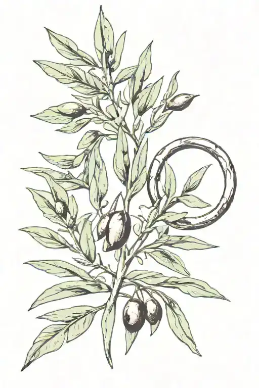 Olive Branch With A Ring Design Incorporating Elements