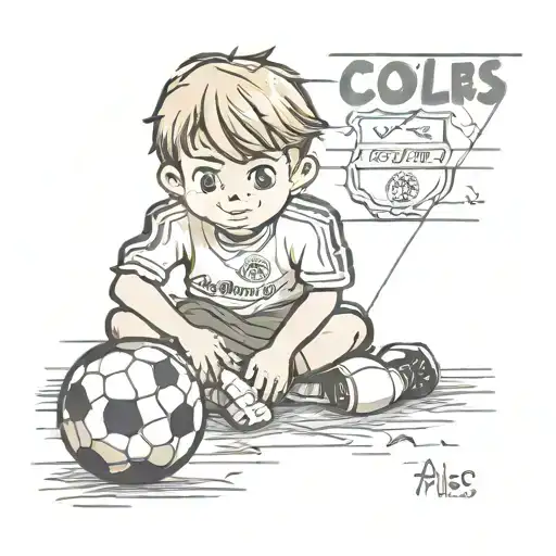 Little Boy Draws The Name Of A Football Club