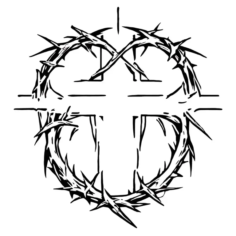 Christian Cross With The Crown Of Thorns