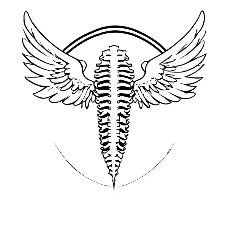 Ciber Sigilism Spine Tattoo With Wings On My Upper Lats