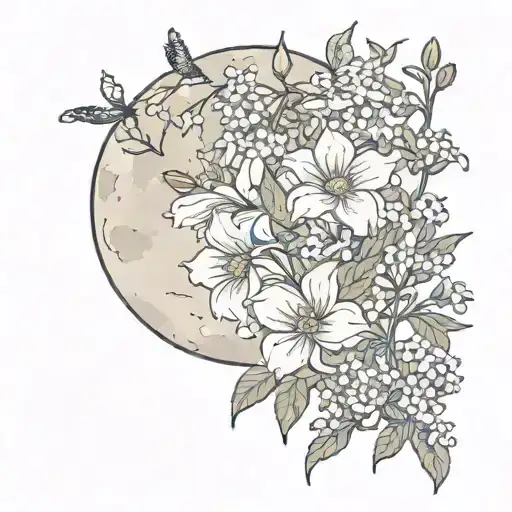 Moon And Flowers