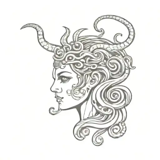 Half Of New Age Style Medusa Head