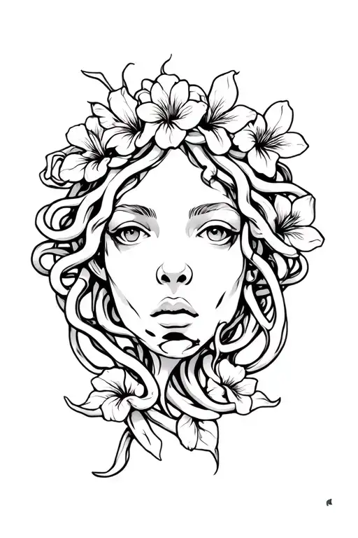 Medusa With Iris Flowers