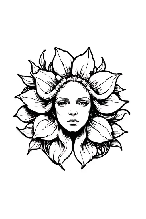 Medusa With Iris Flower Surrounded