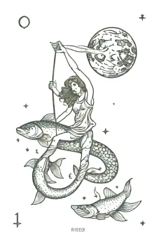 The Moon Tarot Card Featuring Pisces
