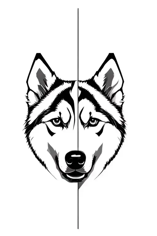 Husky Face Half Geometric Half Realistic