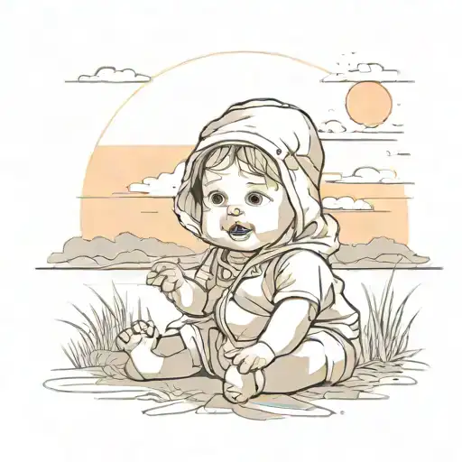 A Baby That Is Around With Sunset