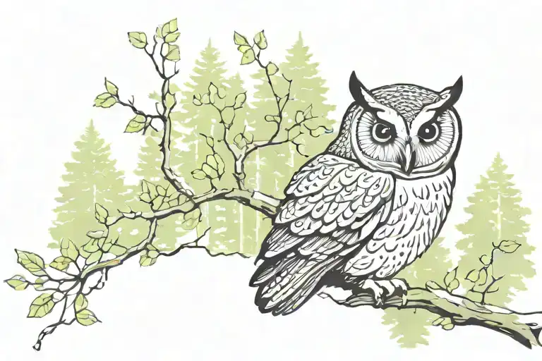 Owl And Forest Landscape