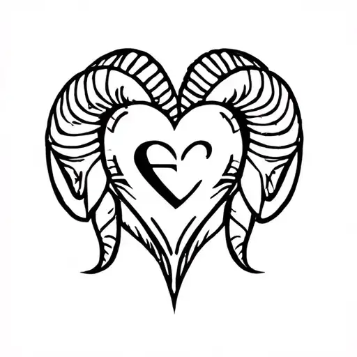 Letter E With A Heart And Aries Zodiac Sign