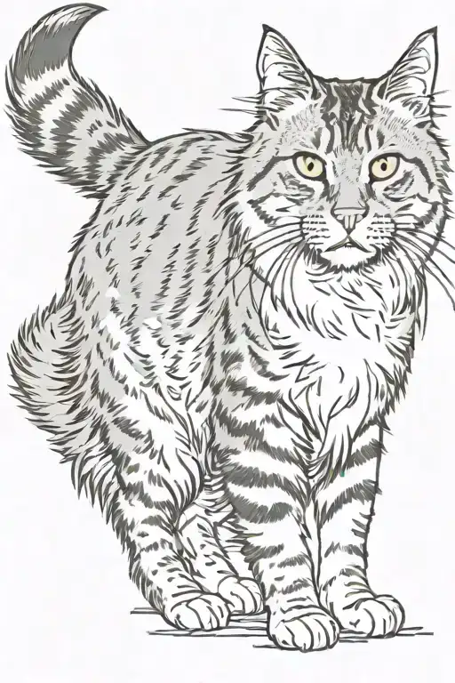 A Long-haired Tabby Cat With Honey-coloured Eyes And A Long Whisker