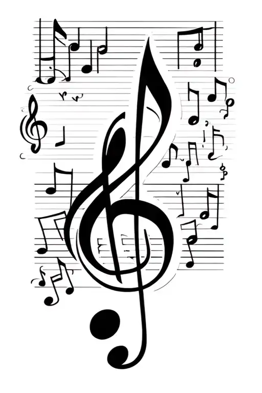 Love And Music Note Intertwined