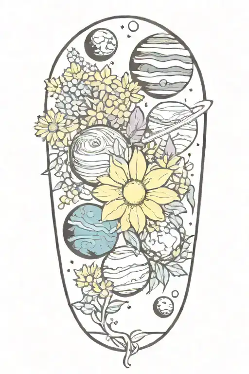 Bouquet Of Planets And Flowers