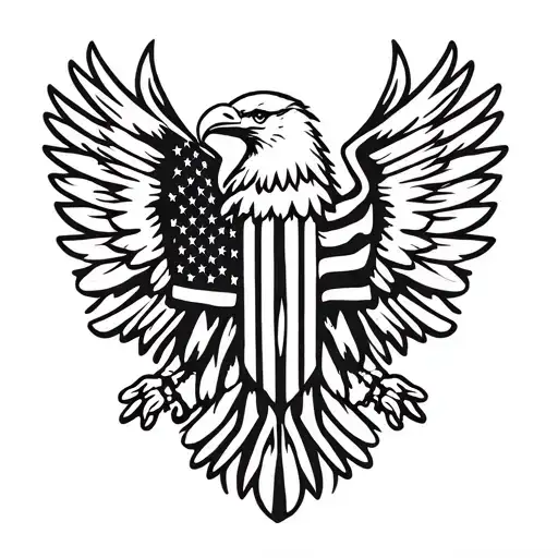 American Eagle American Flag Intertwined