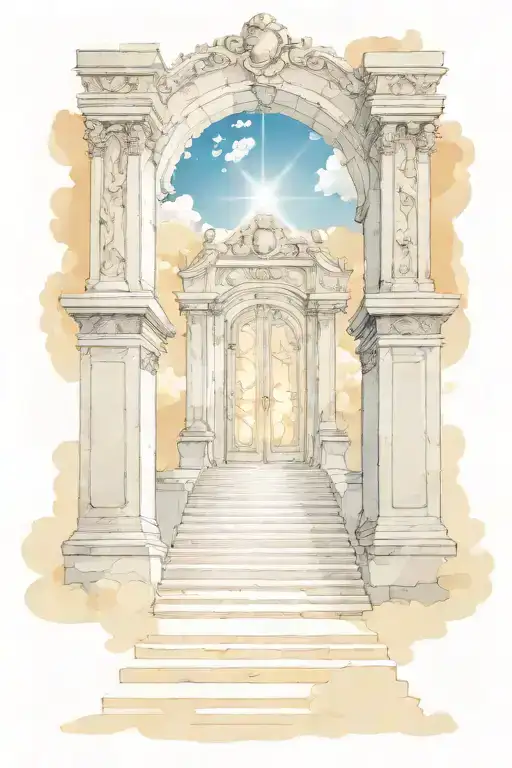 Heaven Scene With Light Gates And Steps