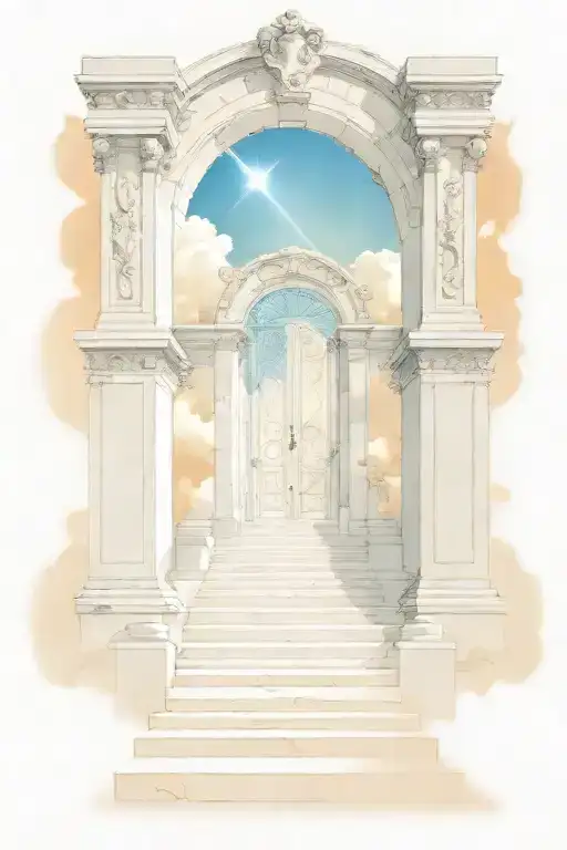 Heaven Scene With Light Open Gate And Steps