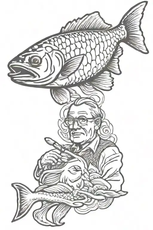 Gone Fishing Memorial Tattoo Grandfather