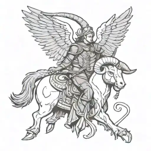 Warrior And Wings And Ram's Horns