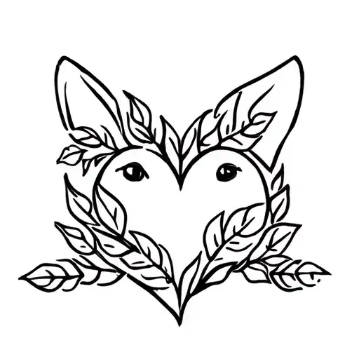 Dog And Leaves Forming A Heart