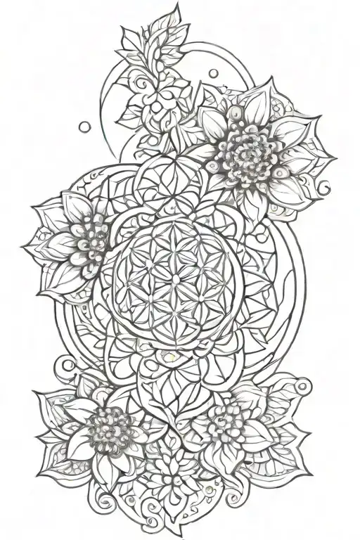 Henna Inspired Tattoo With Flower Of Life Goes