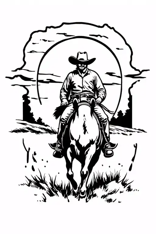 Cowboy Riding A Horse