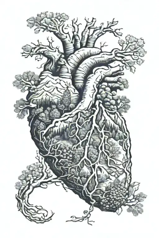 Anatomical Heart Made Up Of Mountain Scene