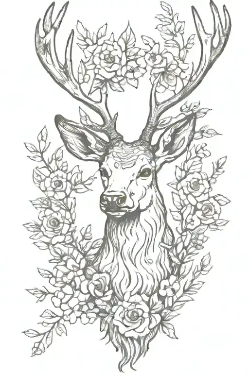 Floral Stag Head